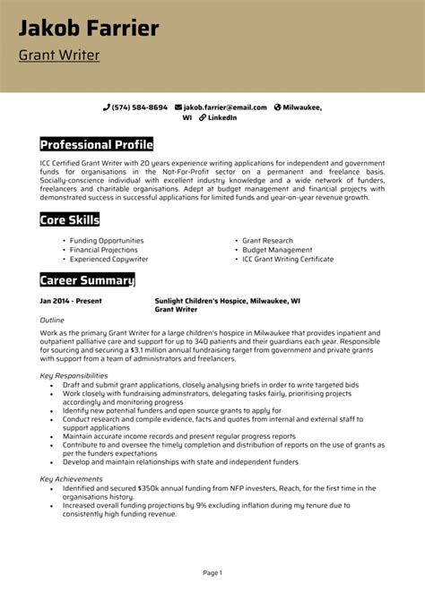 Grant Writer Resume Example Guide Get The Best Jobs