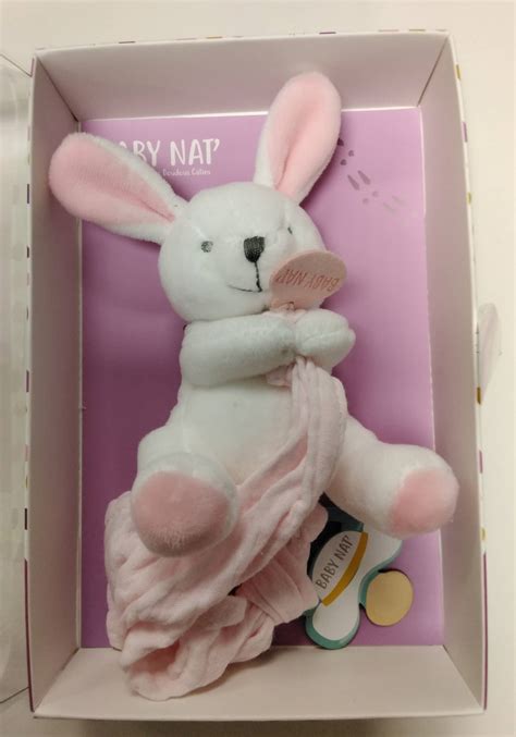 Les Doudous Câlins Baby Nat Lapin Rose et Blanc DEFIPARADES Le