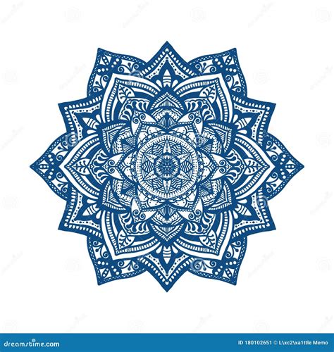 Mandala Blue Line Flower On White Background Stock Image Image Of