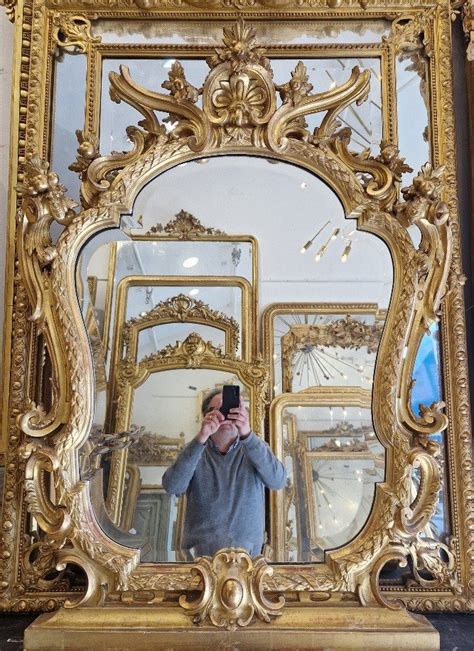 Proantic Miroir Louis XV glace biseautée 80 126cm