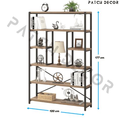 TRIO Wood and Metal Industrial Bookcase - Pach Decor