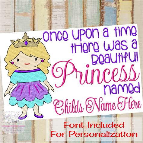 Princess Once Upon A Time Sketch Embroidery Design – Sew Fun Fonts