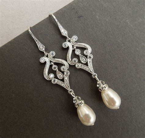 Pearl Drop Wedding Earrings Bridal Pearl Earrings Wedding - Etsy