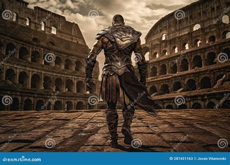 Ancient Roman Gladiator Entering The Colosseum Before Battle Generative Ai Stock Illustration