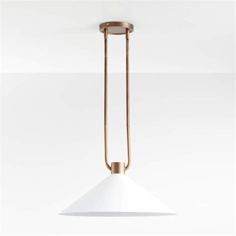 Andre White And Brass Cone Pendant Light Reviews Crate Barrel