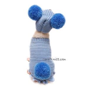 Blue Dog Sweater Pom Pom Dog Clothes Boy Pom Pom Dog Hat - Etsy