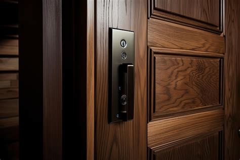 Premium AI Image | A wooden door frame with a modern digital lock ...