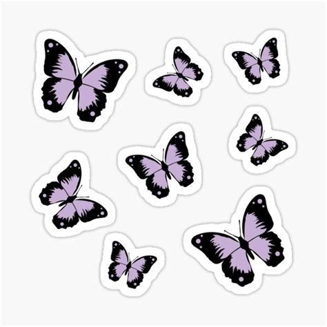 Cute Purple Butterflies Sticker Pack Sticker For Sale By Meianie