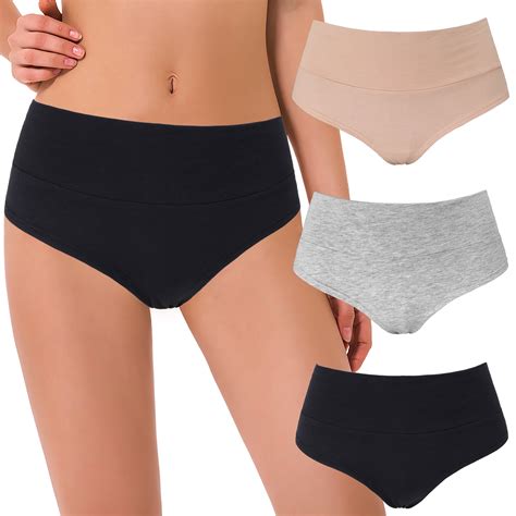 Curve Muse Women S Plus Size High Waist Hipster Briefs Cotton Panties Pack Grey Nude