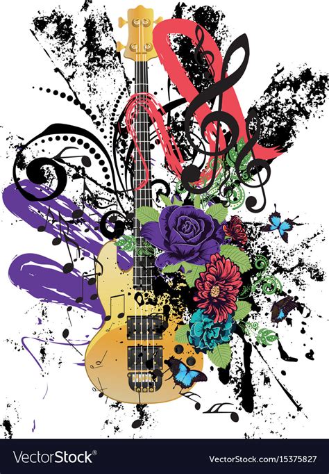 Grunge Guitar Royalty Free Vector Image Vectorstock