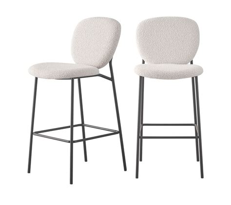 Dalby Lot De 2 Tabourets De Bar En Tissu Bouclette Et Métal 75cm