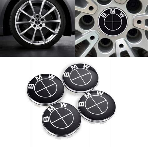 40 X Caches Moyeu Centre Roue 68mm BMW Full Noir Logo Enjoliveur