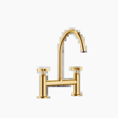 Vaia Brushed Durabrass Kt Gold Kitchen Faucets Two Hole Bridge