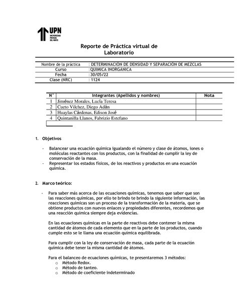 Laboratorio 8 Semaana 8 Reporte De Prctica Virtual De Laboratorio