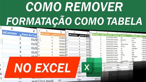 Como Remover Formata O Como Tabela No Excel Youtube