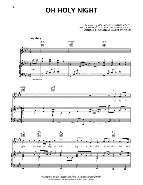 Oh Holy Night By Sheet Music For Piano Vocal Guitar Chords