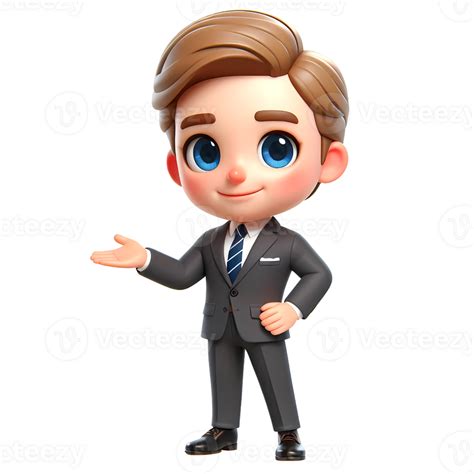 Cartoon Businessman Making A Presenting Pose 49352676 Png