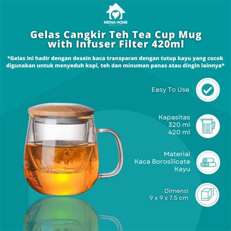 Jual Gelas Teh Tea Cup Mug Dengan Saringan Gelas Kaca Gelas Beling