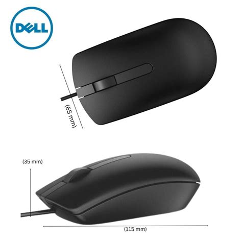 Dell Ms116 Wired Optical Mouse 1000dpi Led Tracking Scrolling Wheel Plug And Play