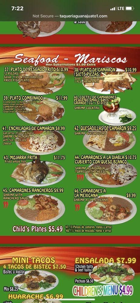 Menu At Taqueria Guanajuato Restaurant San Antonio Randolph Blvd