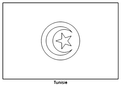 Coloriage Drapeau National Tunisien télécharger et imprimer gratuit