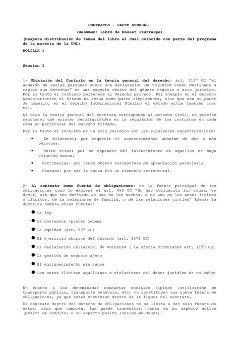 Contratos Parte General Resumen De Libro Resumen Del Libro Contratos