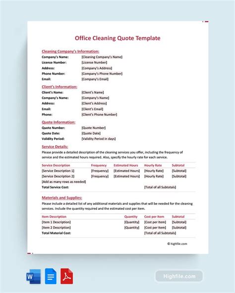 Office Cleaning Quote Template