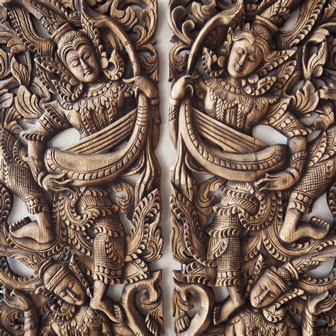 Pair Of Angels Oriental Wall Panels Siam Sawadee