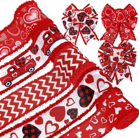 Amazon AnyDesign Valentine S Day Wired Edge Ribbon 5 Roll 2 5 Red