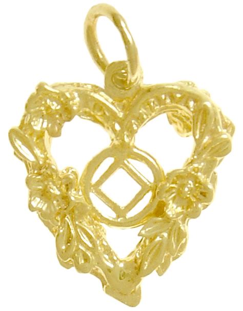 K Gold Two Sided Heart Na Pendant