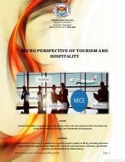 Exploring The Micro Perspective Of Tourism And Hospitality Course Hero