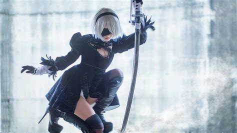 Wallpaper Women Cosplay NieR Nier Automata 2B Nier Automata