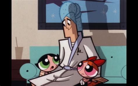 The Professor With Buttercup And Blossom From The Powerpuff Girls