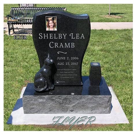 Black Granite Stone Heart Shape Cemetery Headstone Memorial Tombstone