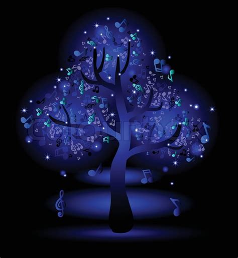 Glowing Blue Tree With Music Notes Stock Vector Colourbox