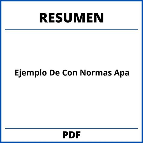 Ejemplo De Resumen Con Normas Apa