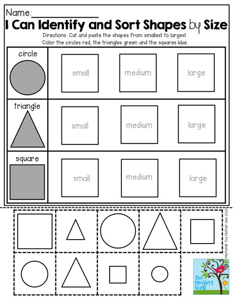 Sorting By Color Shape And Size Worksheets