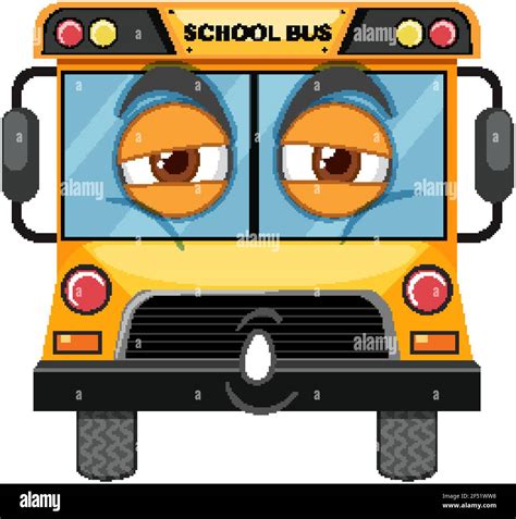 School bus cartoon character with face expression on white background illustration Stock Vector ...