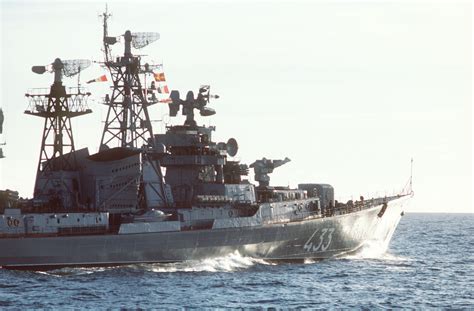 Starboard View Of A Soviet Mod Kashin Class Guided Missile Destroyer