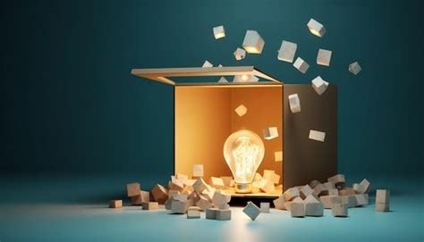 Premium Ai Image Light Bulb Shines In A Paper Box Light Bulb Glowing