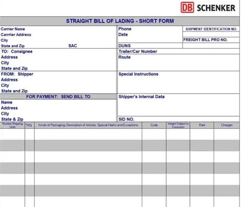 9 Best Bill Of Lading Excel Templates Excel Templates