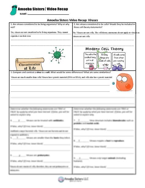 Amoeba Sisters Cell Transport Worksheet with Answers, Exercises ...