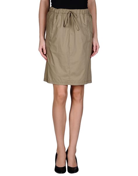 Aspesi Knee Length Skirt In Khaki Lyst