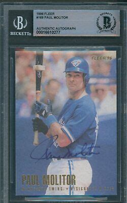 1996 Fleer 169 Paul Molitor Beckett Authentic Autograph Signed 0277