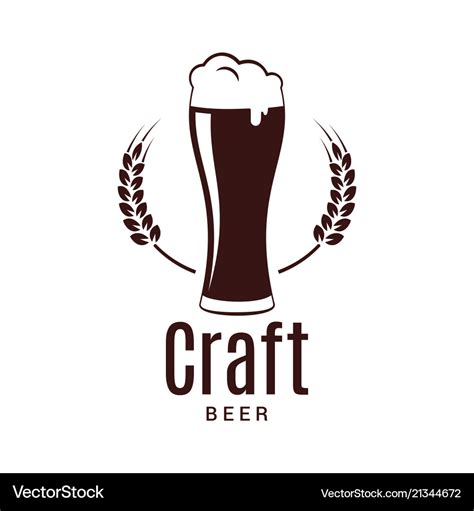 Beer Glass With Wheat Logo Craft Brewery Design Vector Image