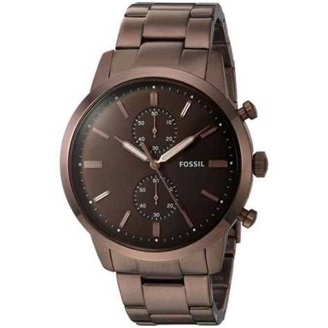 Fossil Homme Montre Chronographe Bracelet Acier Marron Fs