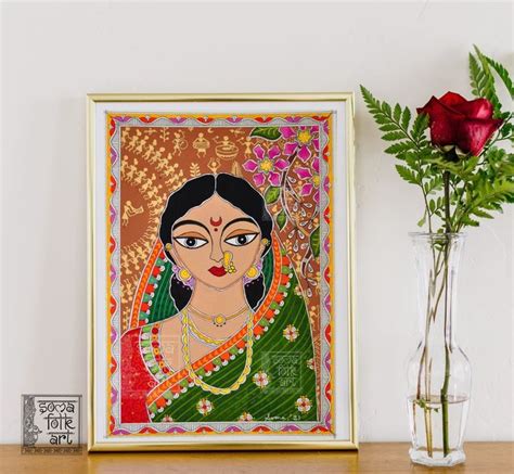 Print Madhubani Painting Marathi Woman Maharashtra Traditional Style