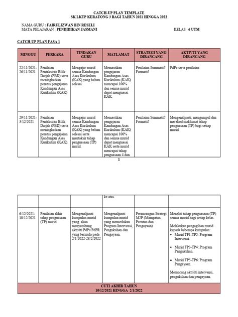 Catch Up Plan Pj 6utm Pdf