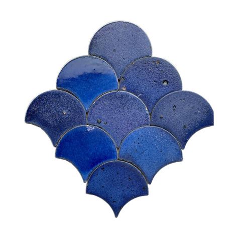 Zellige Dark Blue Fishscale Cm X Cm Cement Tile Usa