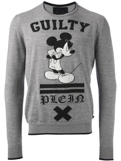 Philipp Plein Mickey Mouse Print Sweater In Grey Gray For Men Lyst